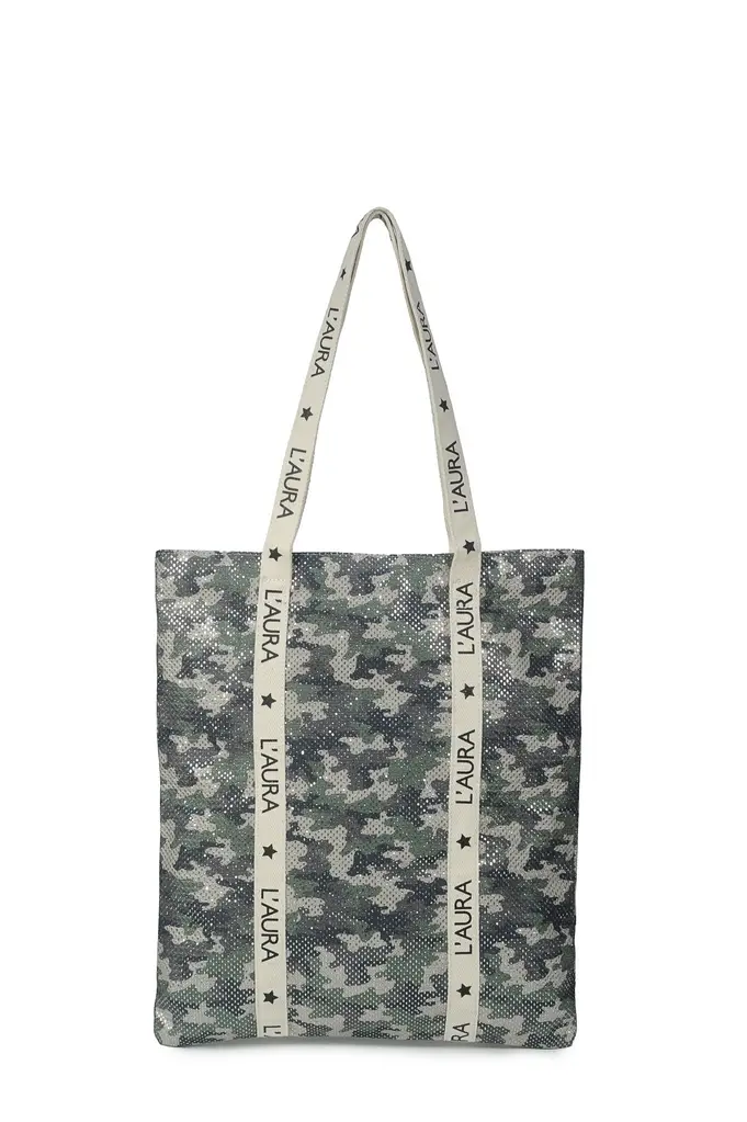 shopping small logo -glitter militare argento